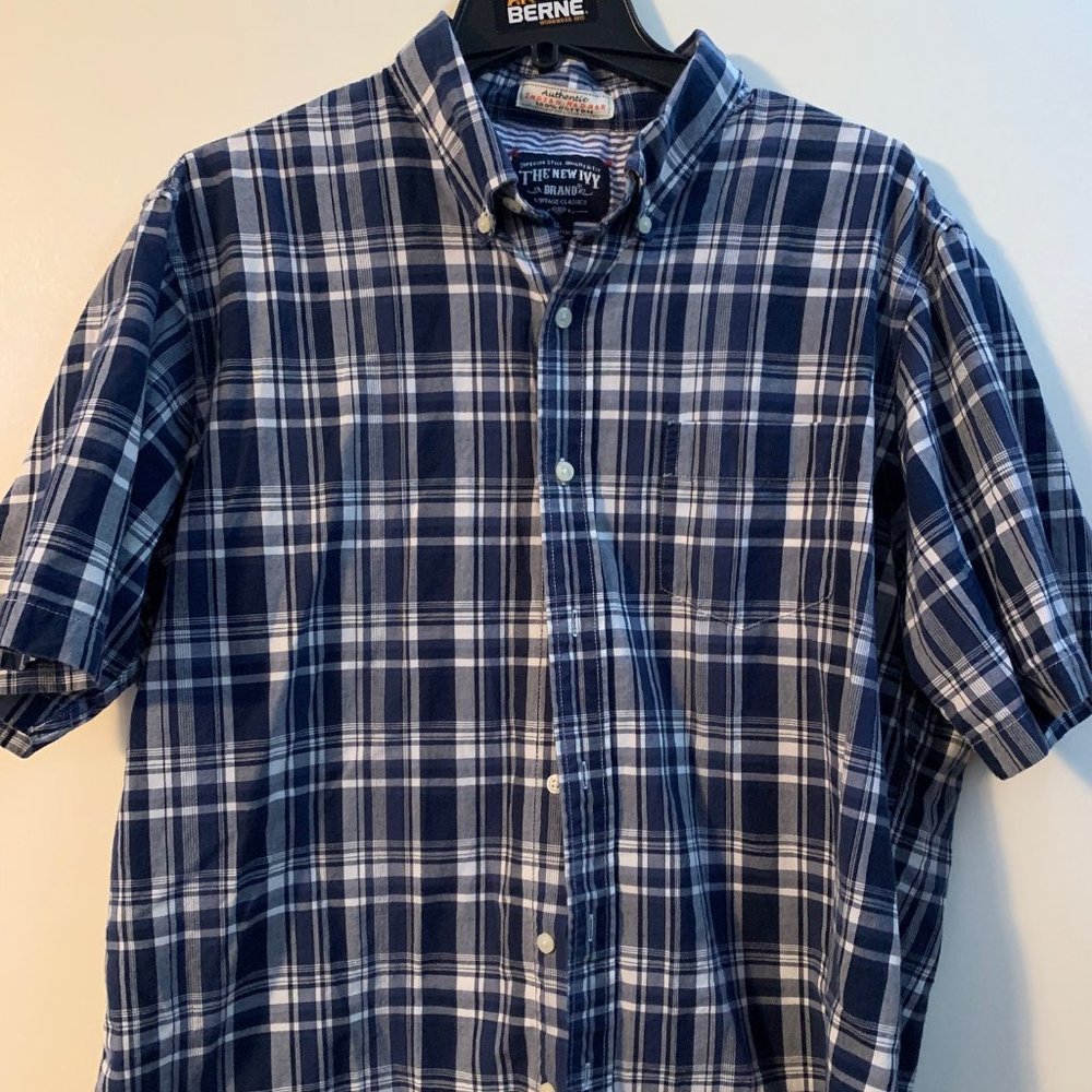 The New Ivy SS Blue Plaid Shirt XL